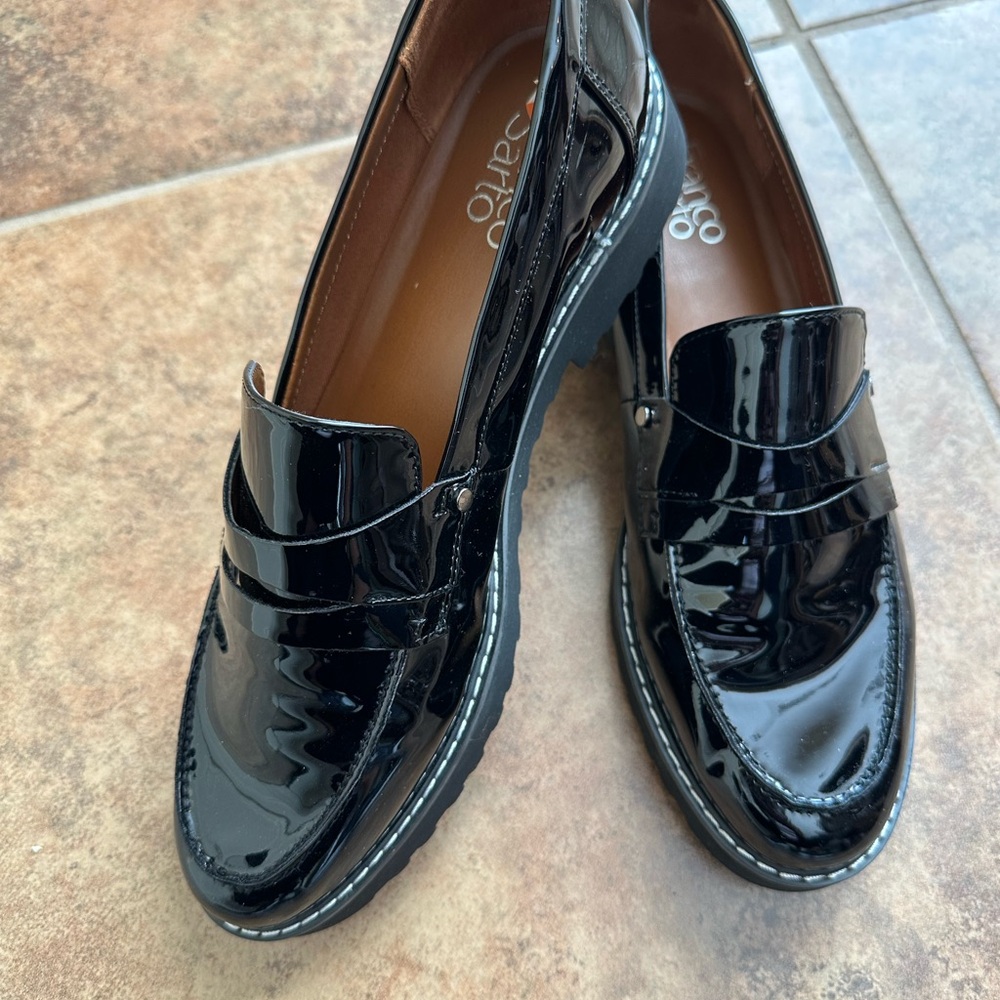 Franco Sarto Glossy Black Loafers